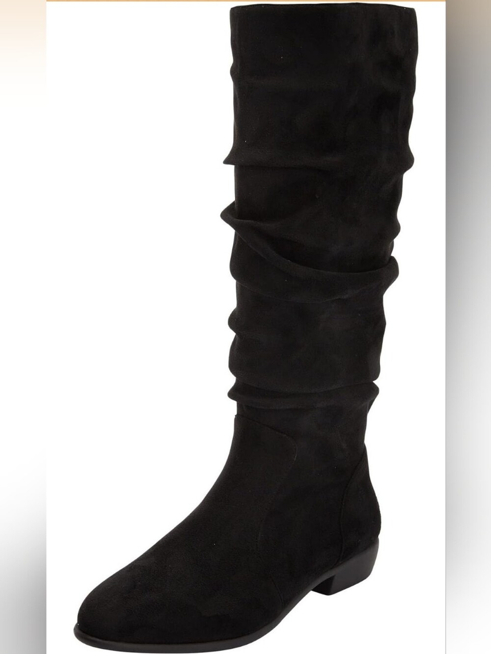 Black Suede Slouch Knee-High Women’s Boots-Wide Width